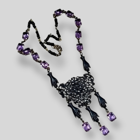 Repurposed 1950s Vintage Jewelry Art Deco Art Nouveau Design Assemblage Necklace - Picture 3 of 12